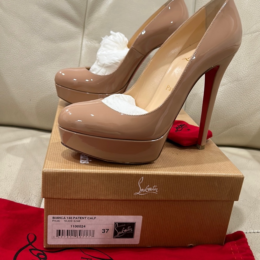 Christian Louboutin Bianca 140 Patent Calf Nude